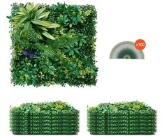 Dirbtinės žolės sienų plokštės 12 vnt., 3D žaluma dekorui, 500x500x50mm dekoratyvinės sienos panelės, žali lapai, vertikalus apželdinimas