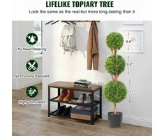 Dirbtiniai buksmedžio topiarų medžiai, 121,92 cm aukščio, su LED lemputėmis, kamuolio formos