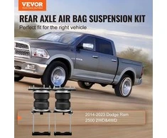 Dodge Ram 2500 pneumatinė pakaba, reguliuojama 5-100 psi, 5000 lbs, 2014-2023m., galinė ašis, oro pagalvės, patvarus važiavimas