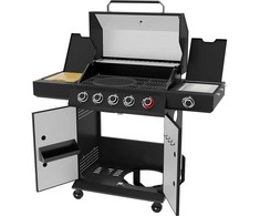 Dujinė kepsninė, 6 degikliai + infraraudonųjų spindulių šoninis degiklis, 19.5 kW, juodo plieno, lauko/sodo, nešiojama, šeimyninė, BBQ grilis