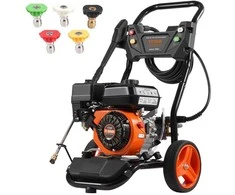 Dujinis slėginis ploviklis, aukšto slėgio ploviklis su purkštukų rinkiniu automobilių valymui, 3950 PSI, 10L/min, nešiojamas dujinis slėginis ploviklis