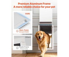 Dureles sunims, X-Large su trimis magnetiniais atvartais ir metaliniu remu, tvirta oro salygoms atspari konstrukcija vidaus ir lauko durims, lengvas montavimas, baltos sunu dureles