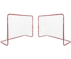 Dveji futbolo vartai vaikams, raudoni, plieniniai, sodo, 122x183x61 cm, futbolo varteliai, lauko žaidimams, treniruotėms