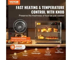Dviejų aukštų komercinis maisto šildytuvas, picų vitrina su apšvietimu, 58 l, 30–85 ℃, šildymo spintelė, maisto vitrina
