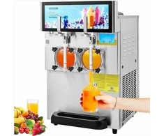 Dviejų indų komercinis šaldytų sulčių aparatas margaritoms, kokteiliams, šaldytiems gėrimams, 16L talpa, skaitmeninis valdymo skydelis, šaldytų gėrimų dozatorius, gėrimų šaldiklis