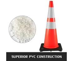 Eismo kūgiai 6 vnt., 92 cm, PVC oranžiniai saugos kūgiai su juodu pagrindu, kelio kūgiai, statybų aikštelės kūgiai, automobilių stovėjimo aikštelės kūgiai