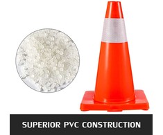 Eismo saugumo kūgiai 45,7 cm, PVC pagrindas, oranžiniai atšvaitiniai, 12 vnt. pavojaus kūgiai parkavimui