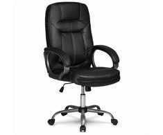 Ekologiškos odos biuro kėdė, ergonomiška kompiuterio kėdė, juoda vadovo kėdė, reguliuojamo aukščio biuro kėdė, patogi darbo kėdė