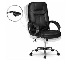 Ekologiškos odos biuro kėdė, ergonomiška kompiuterio kėdė, juoda vadovo kėdė, reguliuojamo aukščio biuro kėdė, patogi darbo kėdė