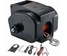 Elektrinė gervė valtims iki 900 kg, reversinė su laidiniu nuotolinio valdymo pultu ir rankine svirtimi, įtraukimo ir išleidimo funkcijos, priekabos gervė, jūrinė elektrinė gervė, vilkimo įranga