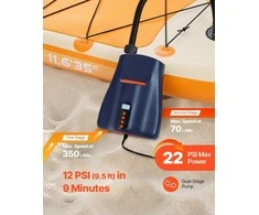 Elektrinė irklentės pompa, aukšto slėgio oro pompa SUP, pripučiamų valčių pompa su 7 antgaliais, nešiojama 12V elektrinė oro pompa baidarėms, oro čiužiniams