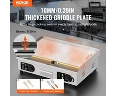 Vevor Elektrinė kepimo plokštė, reguliuojama temp., nerūd. plienas. Profesionalus grilis, stalviršio keptuvė