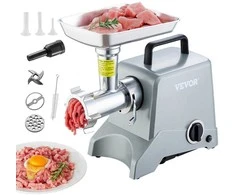 Elektrinė mėsmalė, 2.27 kg talpa, dešrų kimšimo aparatas, tvirtas aliuminio korpusas, mėsos apdorojimas namuose, greitas malimas