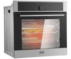 Elektrinė vienos sienos orkaitė, 76L talpa, 24 colių įmontuojama orkaitė, 16 kepimo režimų, pirolitinio savaiminio valymo orkaitė, nerūdijančio plieno orkaitė