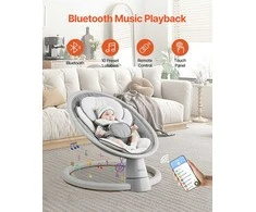 Elektrinės kūdikių sūpynės, 5 greičiai, nuotolinis valdymas, Bluetooth lopšinės, nešiojama, naujagimiams, kūdikio supynės su pulteliu
