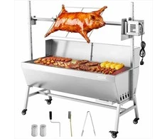Elektrinis kepsninės iešmas stovyklavimui ir susibūrimams, nerūdijančio plieno su ratukais ir reguliuojamu aukščiu, BBQ kepsninė, paršelių ir ėriukų kepimo įrenginys