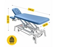 4Fizjo Elektrinis masažo stalas, reabilitacijos stalas, reguliuojamo aukščio terapijos lova, profesionalus gydymo stalas, mėlyna masažo lova