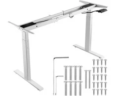 Elektrinis stalas rėmas reguliuojamo aukščio, ergonomiškas stovas, baltas karkasas, sėdimas-stovimas stalas, pakeliamas stalas