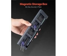 Elektrinis tikslusis atsuktuvas, 48 magnetiniai S2 plieno antgaliai, magnetinė dėžutė, LED apšvietimas, Type-C įkrovimas, telefonų, kompiuterių ir elektronikos remonto įrankių rinkinys