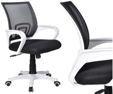 Ergonomiška biuro kėdė, balta/juoda, reguliuojamas aukštis, atlošiama nugara, TILT mechanizmas, tinklinė nugara, darbo kėdė, kompiuterio kėdė