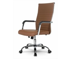 Ergonomiška biuro kėdė, modernaus dizaino, ruda dirbtinė oda, reguliuojamo aukščio, pasukama kėdė namų biurui