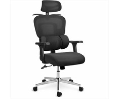 Ergonomiška biuro kėdė su tinklelio atlošu, reguliuojama juosmens atrama, pasukama funkcija, skirta namams ir biurui, patogi stalo kėdė