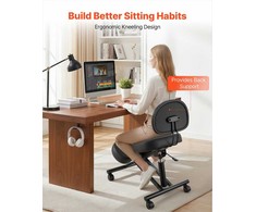Ergonomiška klūpėjimo kėdė namams, biurui, meditacijai, su atlošu ir ratukais, reguliuojamas aukštis, X formos laikysenos kėdė, storos putų pagalvėlės, ortopedinė kėdė