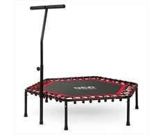 Fitneso batutas, su rankena, 127 cm šešiakampis, raudonas mini batutas namų naudojimui