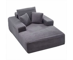 Fotelis Gultas, vidinis jogai ir masažui, moderni minkšta didelė skaitymo kėdė su pagalvėlėmis ir porankiais, sofa su gilia sėdyne, pilka, poilsio baldas