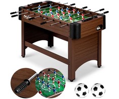 Futbolo stalas namams, su MDF žaidimo lauku, tamsiai rudas stalo futbolas, futbolo stalas vaikams, stalo futbolo žaidimas