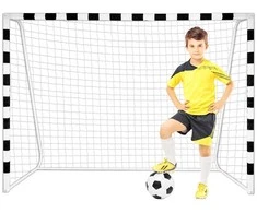 Futbolo treniruočių vartai 180 cm, su tinkleliu ir kuoliukais, metaliniai, vaikams, futbolo varteliai, treniruočių įranga