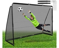 Futbolo vartai 240 x 170 cm, tvirtas tinklas, juodas plieno rėmas, treniruotėms, sodui, futbolo varteliai
