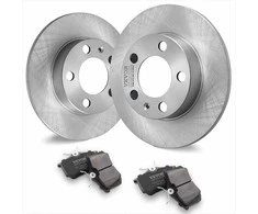 Galinių stabdžių rinkinys Audi A3, Seat Ibiza, Skoda Octavia, VW Golf IV, keraminės stabdžių kaladėlės ir ketaus 232mm diskai, galinių stabdžių keitimo komplektas, stabdžių diskų rinkinys