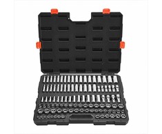 Galvučių rinkinys, 104 dalys, 9.5 mm jungtis, 6-24 mm, CR-V plienas, gilios ir standartinės galvutės, mechaniko įrankių komplektas su dėklu, automobilių remontui, chromuotas paviršius