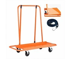 Gipso kartono vežimėlis faneros ir stiklo transportavimui, plieno su 4 pasukamais ratukais ir tvirtinimo diržu, 816 kg keliamoji galia, plokščių gabenimo platforma, statybinis vežimėlis