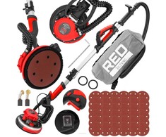 Red Technic Gipso šlifuoklis sienoms ir luboms, 2000W, su LED šviesa, teleskopine rankena, dulkių ištraukimu, gipso kartono šlifavimo mašina