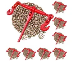 Grandinės įtempėjas su terkšle, 10 mm x 3 m G80 grandinės, didelio našumo įtempėjas, krovinių tvirtinimo grandinės įtempėjas, miško ruošos kėlimo įtempėjas