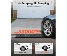 Guminė bordiūro rampa su drenavimo kanalu, 15 t apkrova, 50.8 mm aukščio, neįgaliųjų ir vaikiškiems vežimėliams, automobiliams, motociklams, slenksčio rampa, 2 vnt