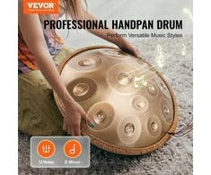 Handpan būgnas 22", 12 natų, D minor, plieno mušamasis instrumentas su plaktuku, liežuvinis būgnas, tank drum