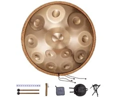 Handpan būgnas 22", 12 natų, D minor, plieno mušamasis instrumentas su plaktuku, liežuvinis būgnas, tank drum