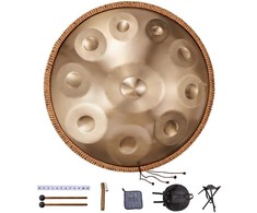 Handpan būgnas 22 colių, 10 natų, D minor, plieno mušamasis instrumentas su plaktuku, liežuvinis būgnas, tank drum