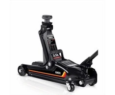 Hidraulinis automobilinis domkratas, žemo profilio, sunkiasvoris, automobiliams ir furgonams, 2.5 tonos keliamosios galios, su guminiais padais