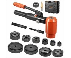 Hidraulinis skylių kirtimo rinkinys, 10 matricų metalinėms elektros spintoms, 12.7 iki 101.6 mm skylių darymo įrankis, lakštinio metalo perforatorius