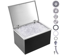 Įleidžiamas lauko virtuvės šaldytuvas, nerūdijančio plieno termoizoliacinė ledo dėžė, 107.8 l talpos ledo konteineris su dangčiu, šalta talpa gėrimams, iškylos aušintuvas