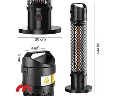 Infraraudonųjų spindulių šildytuvas, 1200W elektrinis radiatorius, 360° šildymas, nešiojamas, patalpų, tolimojo infraraudonojo spinduliavimo šildytuvas