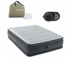 Intex Dvivietis pripučiamas čiužinys su elektrine pompa, patogi oro lova, patvarus PVC flokuotas paviršius, nešiojamas stovyklavimo čiužinys