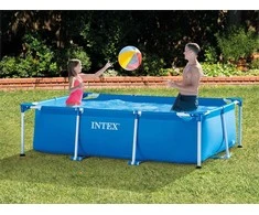 Intex Stačiakampis karkasinis baseinas, lengvai pastatomas sodo baseinas, šeimos lauko baseinas, 2282 litrų talpa, 260 x 160 x 65 cm