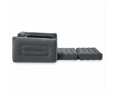 Intex Vienvietė pripučiama kėdė, patogus gultas su puodelio laikikliu, pilka PVC kėdė, skirta naudoti patalpose, sulankstoma pripučiama sofa