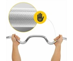 4Fizjo Išlenkta Olimpinė Štanga, 120 cm, Jėgos Treniruotėms, Chromuotas Plienas, su Guoliais