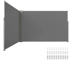 Ištraukiama šoninė markizė 200x600cm, pilka uždanga nuo vėjo, terasos užuolaida, atitvaras